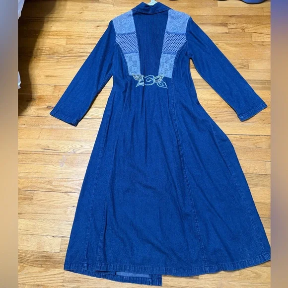 Vintage Styleworks Denim Embroidered Lace Dress/Duster